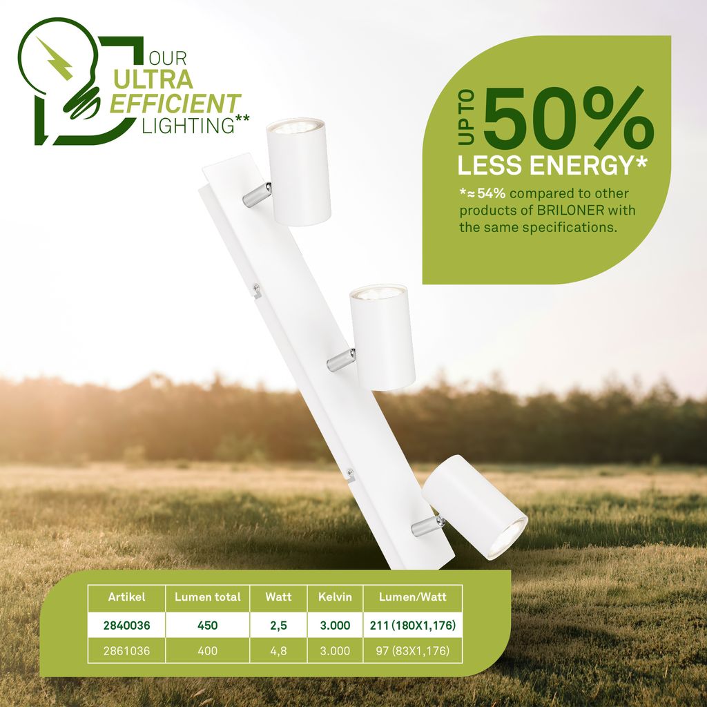 2840036 LED stropna luč za notranje prostore, reflektor, energijska učinkovitost A - 3xGU10-3x2W-3x450lm-3000K - slika 2