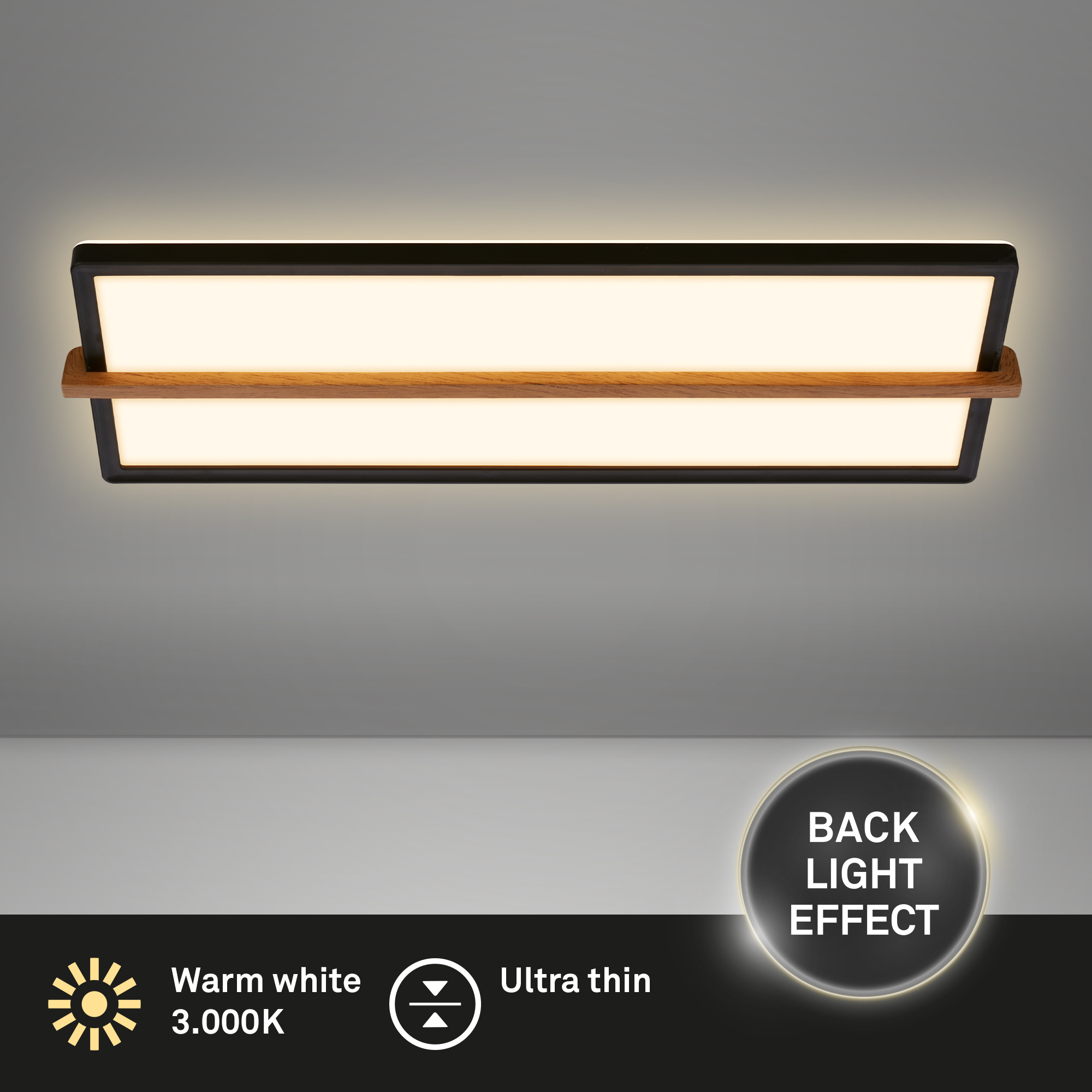 3846015 Tanek led panel, ambientalna osvetlitev, z lesenim dekorjem 22W-3000lm-3000K