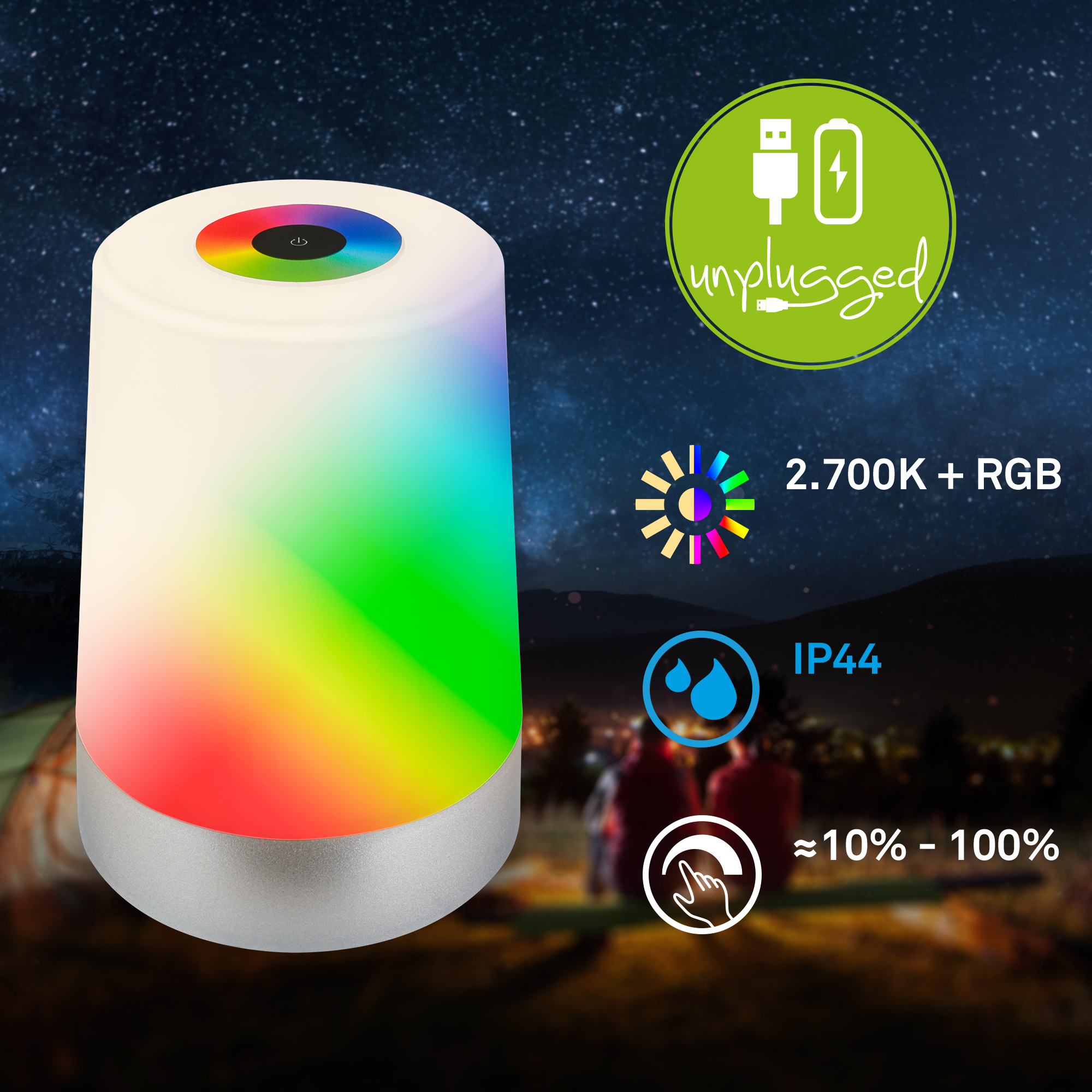 7554014 Baterijska prenosna namizna svetilka IP44-2,8W-280lm-2700K-RGB