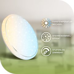 3869016 LED stropna luč za notranje prostore, energijska učinkovitost A, zvezdnato nebo - 22W-4500lm-CCT