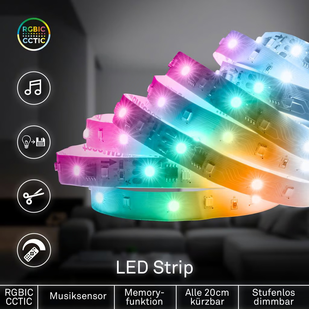 2424056 Led trak - Led samolepilni trak 5m 24W-850lm-RGBIC-CCT - slika 2