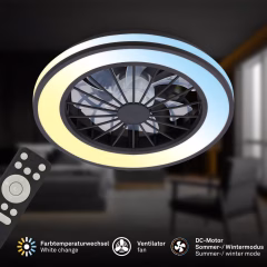 3970015 LED stropna svetilka z ventilatorjem, 5 hitrosti, CCT 24W-2600lm