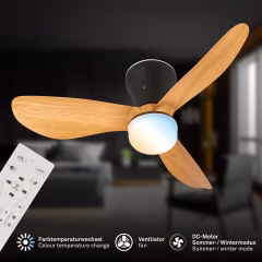 3971015 LED stropna svetilka z ventilatorjem, 3 hitrosti, CCT 15W-2050lm