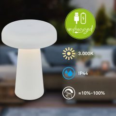 7682016 Baterijska, akumulatorska polnilna namizna svetilka s koračno zatemnitvijo IP44-2,6W-140lm-3000K