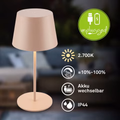 7692011 Baterijska, akumulatorska polnilna namizna svetilka z zatemnitvijo IP44-1,22W-120lm-2700K