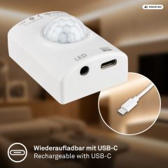 2393016 Led trak - Led samolepilni trak 1m-akumulatorski-2W-100lm-3000K-senzorski - slika 4