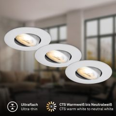 8059034 Led vgradna stropna svetilka, set 3 svetilk, 3x4,9W-3x460lm-CTS, barva svetlobe nastavljiva 2700K-3000K-4000K