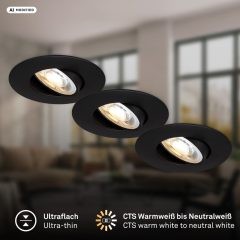 8059035 Led vgradna stropna svetilka, set 3 svetilk, 3x4,9W-3x460lm-CTS, barva svetlobe nastavljiva 2700K-3000K-4000K