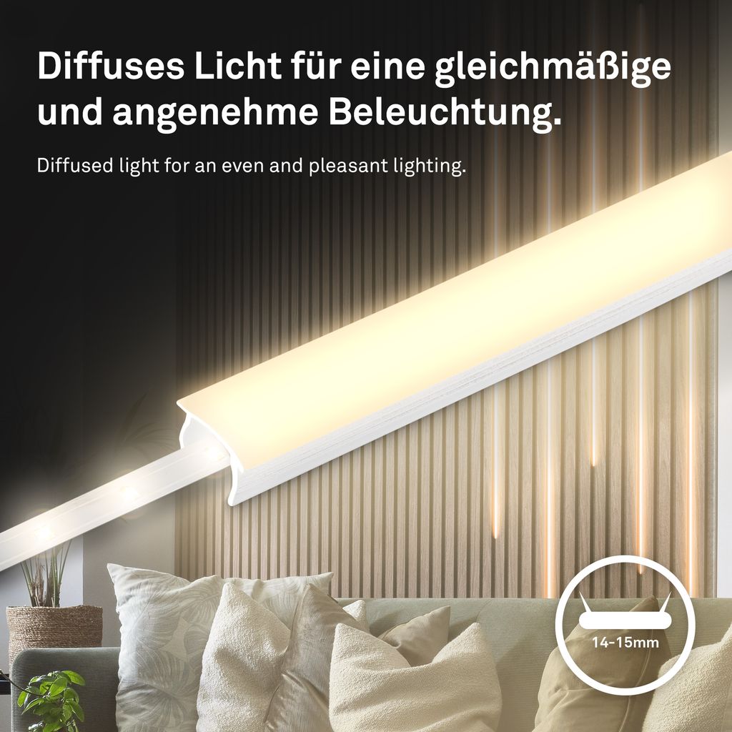 8048016 Komplet led trakov za akustične panele, samolepilni trak+mehčalec svetlobe 2x2m-18W-1950lm-3000K-(14-15mm) - slika 2